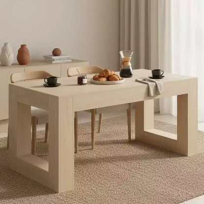 Tavolo da pranzo rettangolare da 160 cm con base massiccia, rovere naturale, 4-6 posti