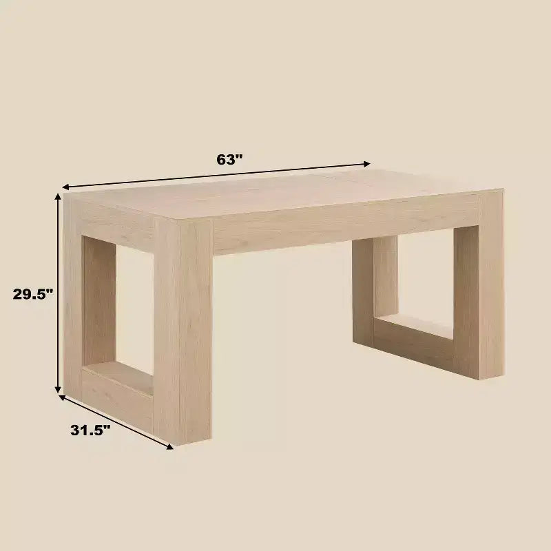 Tavolo da pranzo rettangolare da 160 cm con base massiccia, rovere naturale, 4-6 posti
