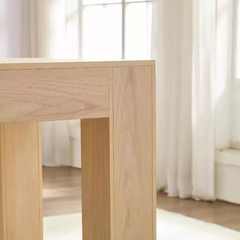 Tavolo da pranzo rettangolare da 160 cm con base massiccia, rovere naturale, 4-6 posti