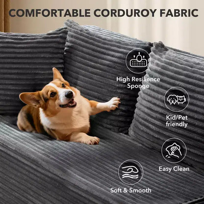 Divano sezionale a L reversibile da 106", divano Cloud con chaise longue oversize, 3 posti, Memory Foam