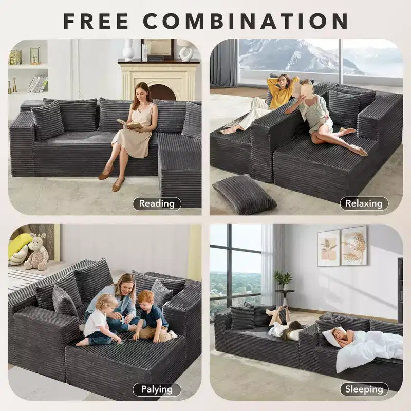 Divano sezionale a L reversibile da 106", divano Cloud con chaise longue oversize, 3 posti, Memory Foam