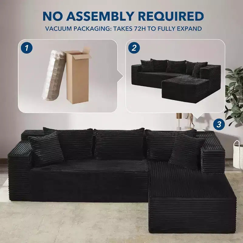 Divano sezionale a L reversibile da 106", divano Cloud con chaise longue oversize, 3 posti, Memory Foam