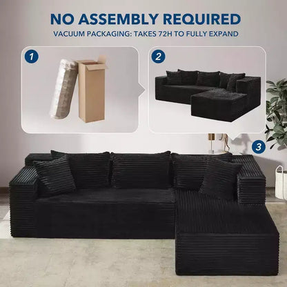Divano sezionale a L reversibile da 106", divano Cloud con chaise longue oversize, 3 posti, Memory Foam