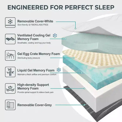 Materasso in memory foam reversibile a doppia faccia, da media a extra rigidità, CertiPUR-US, senza fibra di vetro