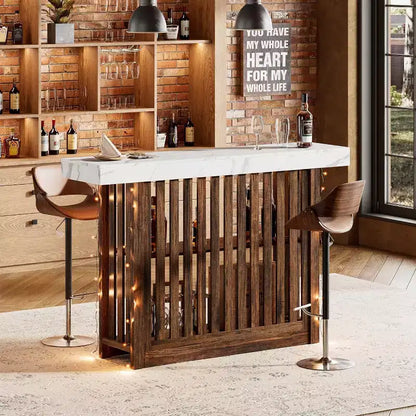 Tavolo da Bar Lungo 63 - Tavolo da Pub Altezza Bancone con 2 Ripiani Portaoggetti, Mobile Moderno da Bar per Colazione per Sala da Pranzo, Bistrot, Soggiorno