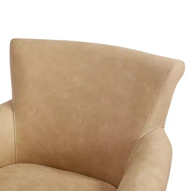 Poltrona girevole in similpelle, schienale arrotolato con base in metallo e cuscino del sedile rimovibile