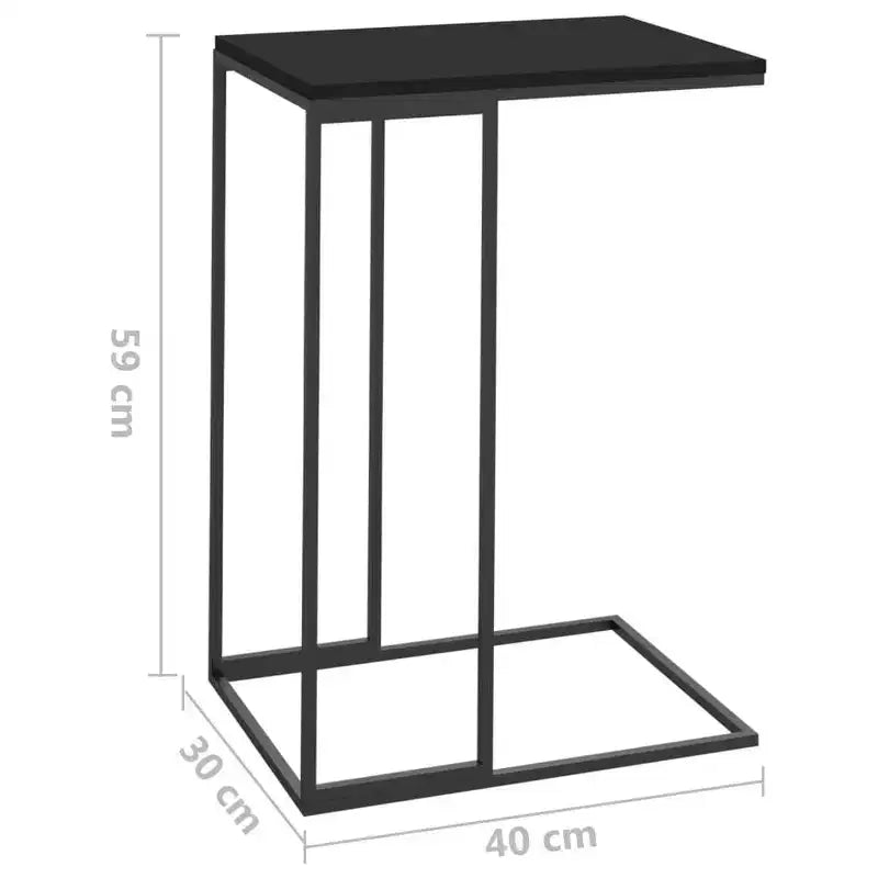 Tavolino a C con ruote, Legno Ingegnerizzato e Struttura in Ferro, Bianco Opaco, Mobile con 4 Ruote