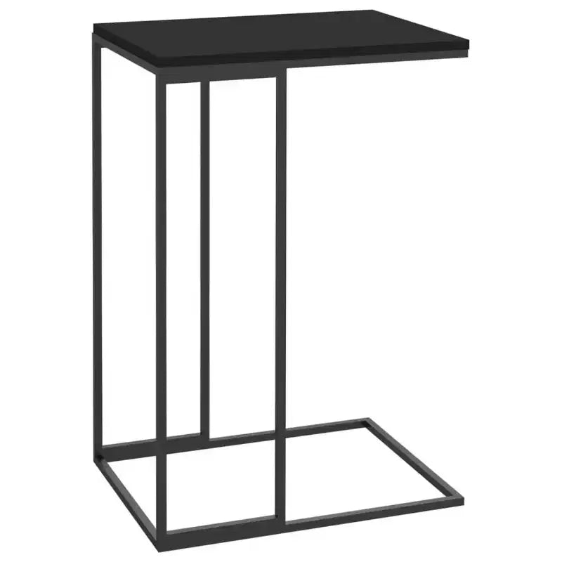 Tavolino a C con ruote, Legno Ingegnerizzato e Struttura in Ferro, Bianco Opaco, Mobile con 4 Ruote