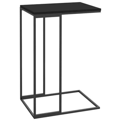 Tavolino a C con ruote, Legno Ingegnerizzato e Struttura in Ferro, Bianco Opaco, Mobile con 4 Ruote