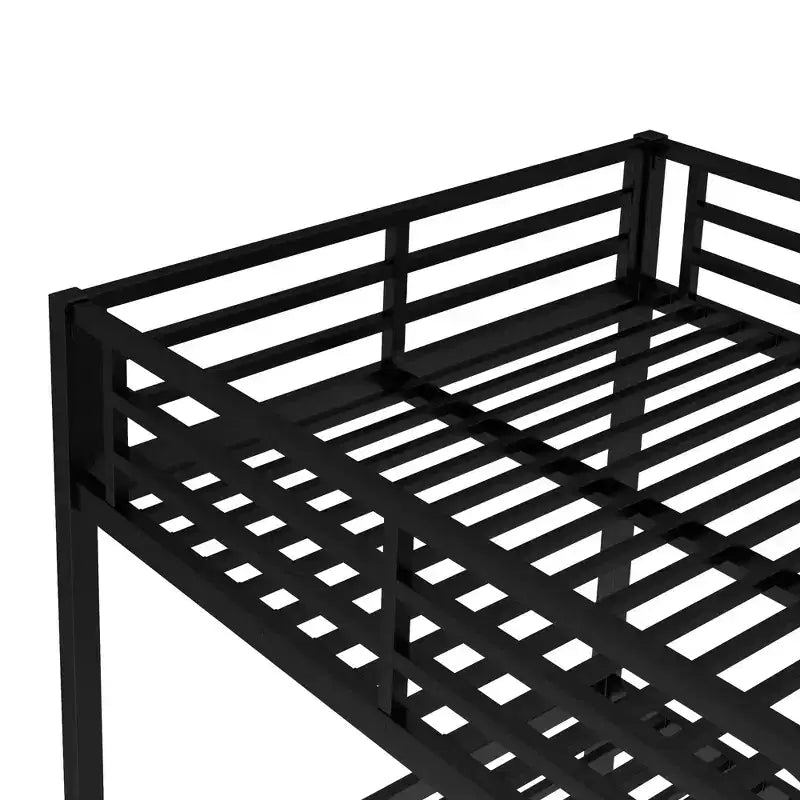 Letto a castello in metallo Full over Full, struttura resistente e silenziosa, spazio contenitore sotto il letto, nero e bianco