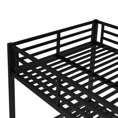 Letto a castello in metallo Full over Full, struttura resistente e silenziosa, spazio contenitore sotto il letto, nero e bianco
