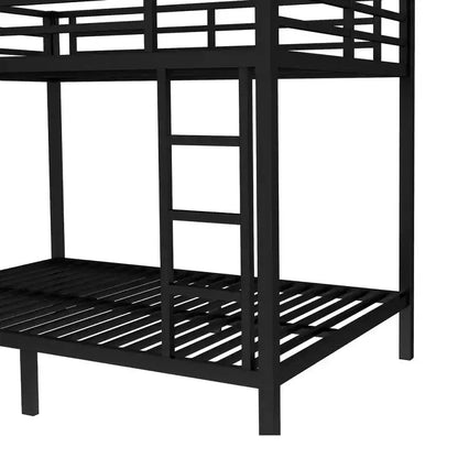Letto a castello in metallo Full over Full, struttura resistente e silenziosa, spazio contenitore sotto il letto, nero e bianco