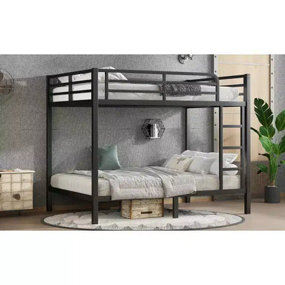 Letto a castello in metallo Full over Full, struttura resistente e silenziosa, spazio contenitore sotto il letto, nero e bianco