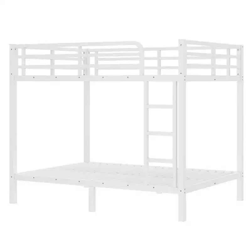 Letto a castello in metallo Full over Full, struttura resistente e silenziosa, spazio contenitore sotto il letto, nero e bianco