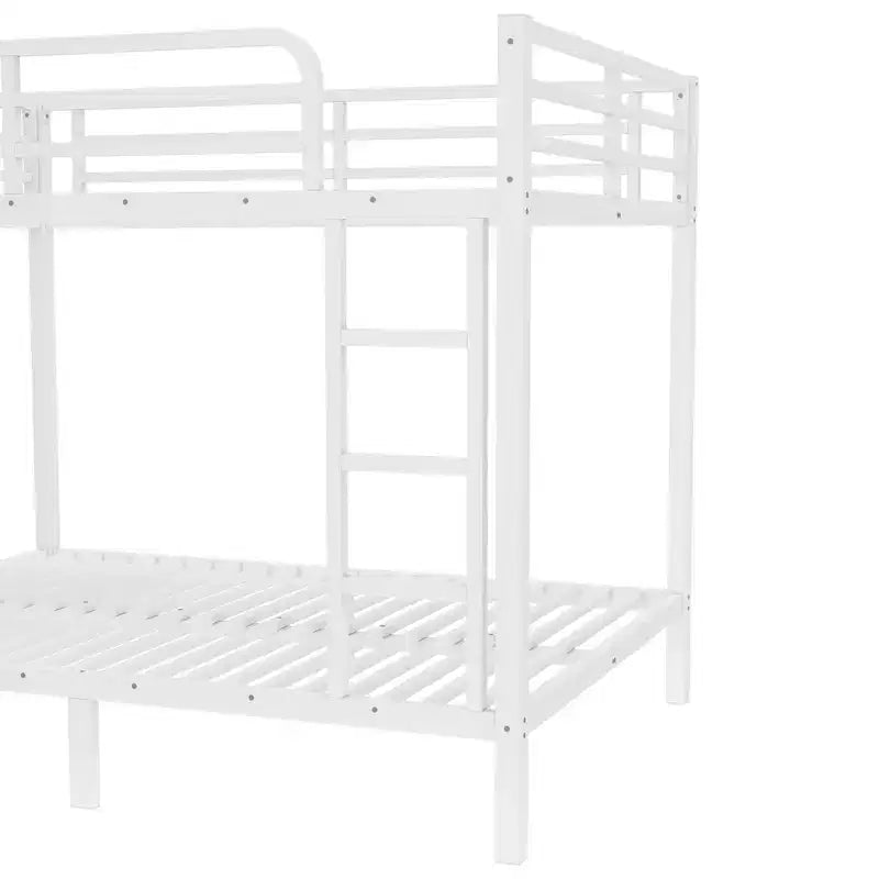 Letto a castello in metallo Full over Full, struttura resistente e silenziosa, spazio contenitore sotto il letto, nero e bianco