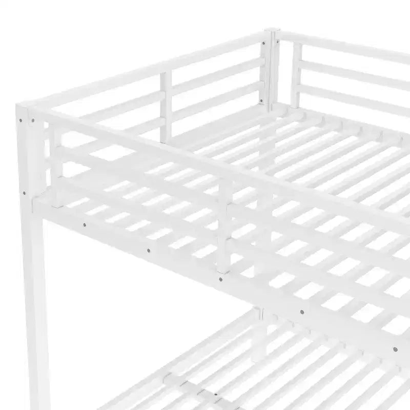 Letto a castello in metallo Full over Full, struttura resistente e silenziosa, spazio contenitore sotto il letto, nero e bianco