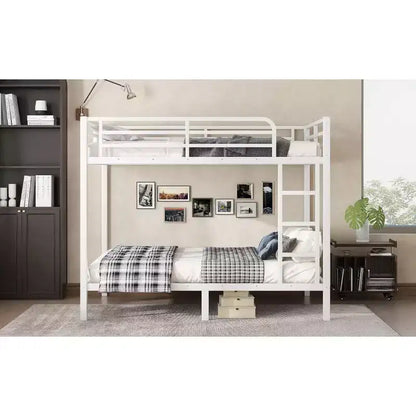 Letto a castello in metallo Full over Full, struttura resistente e silenziosa, spazio contenitore sotto il letto, nero e bianco