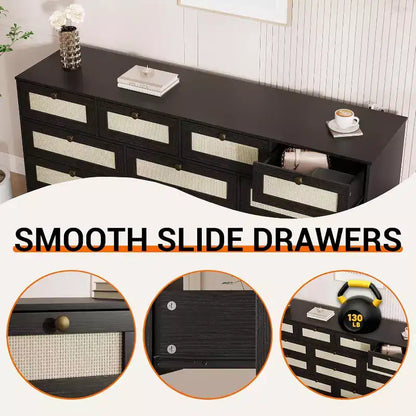 Cassettiera in legno a 12 cassetti e porta TV per televisori fino a 65", larghezza 61", mobile contenitore moderno per camera da letto