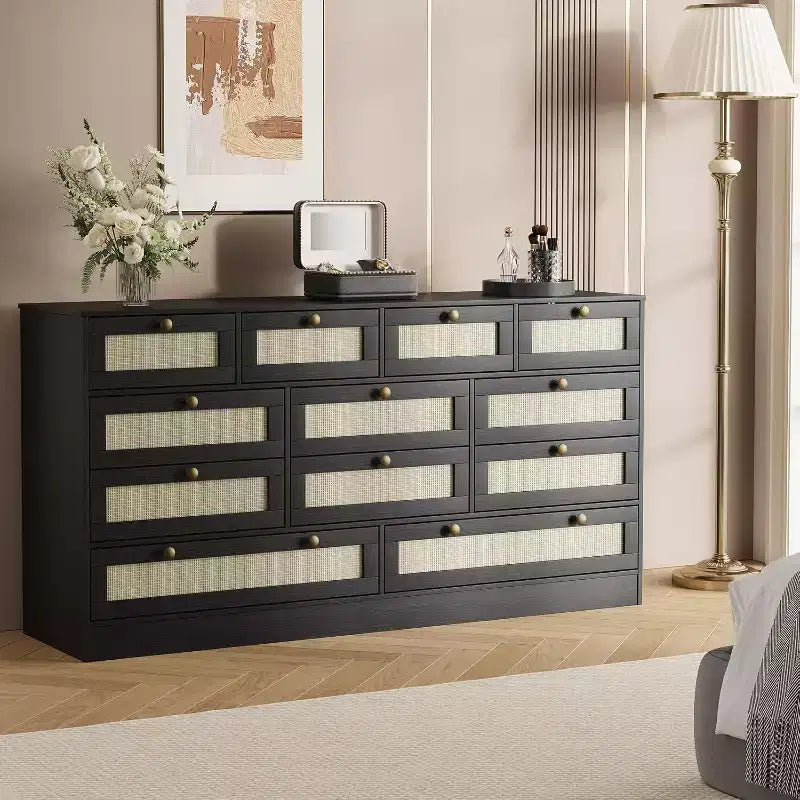 COZONY 12-Drawer Wood Dresser for Bedroom, 61 Wide Wooden Chest of Drawers, Modern Dresser & TV Stand for 65 TV for Living Room or Hallway