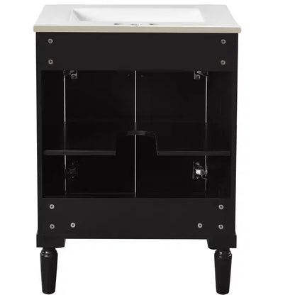 Mobile bagno da 60 cm con lavabo, armadietto da bagno con 2 ripiani, mobile da bagno in legno autoportante