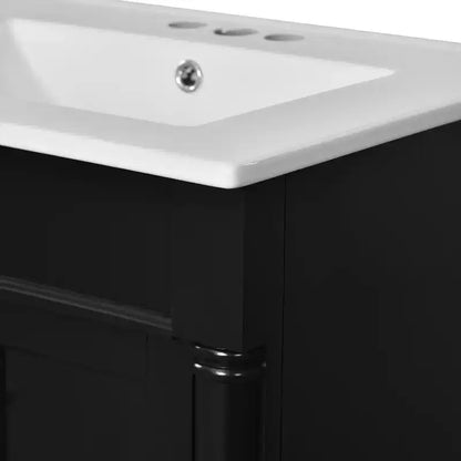 Mobile bagno da 60 cm con lavabo, armadietto da bagno con 2 ripiani, mobile da bagno in legno autoportante