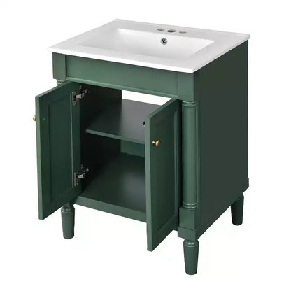 Mobile bagno da 60 cm con lavabo, armadietto da bagno con 2 ripiani, mobile da bagno in legno autoportante
