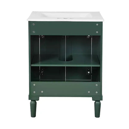 Mobile bagno da 60 cm con lavabo, armadietto da bagno con 2 ripiani, mobile da bagno in legno autoportante