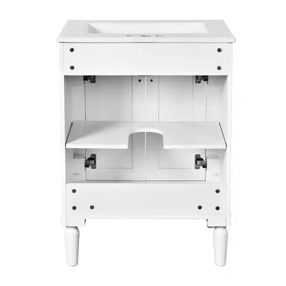 Mobile bagno da 60 cm con lavabo, armadietto da bagno con 2 ripiani, mobile da bagno in legno autoportante