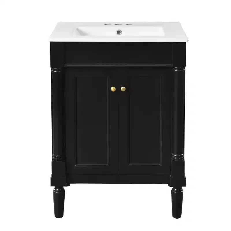 Mobile bagno da 60 cm con lavabo, armadietto da bagno con 2 ripiani, mobile da bagno in legno autoportante