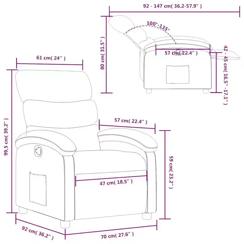 Poltrona reclinabile regolabile, poltrona reclinabile in similpelle per home theater