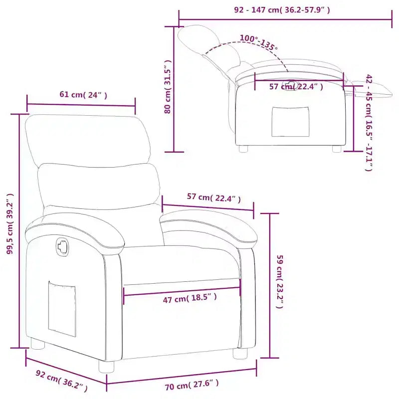 Poltrona reclinabile regolabile, poltrona reclinabile in similpelle per home theater