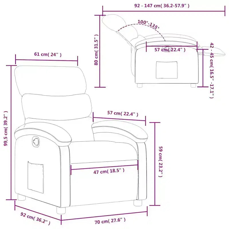 Poltrona reclinabile regolabile, poltrona reclinabile in similpelle per home theater