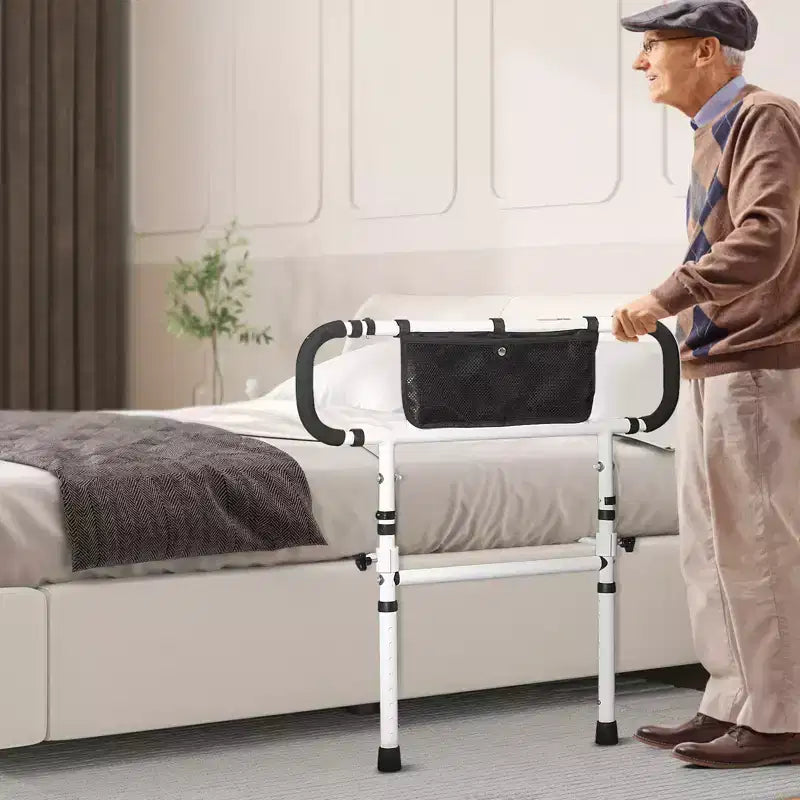 Sponde per letto pieghevoli per anziani, regolabili a 180°, portata 200 kg, bianche