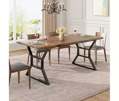 Tavolo da Pranzo Frame con Dettaglio a Vita per 6-8 Persone, Tavolo da Pranzo Rettangolare in Legno con Gambe in Metallo Resistenti, Ideale per Sala da Pranzo