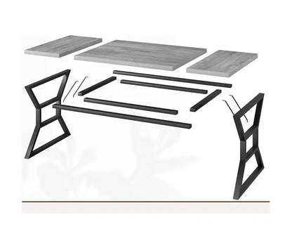 Tavolo da Pranzo Frame con Dettaglio a Vita per 6-8 Persone, Tavolo da Pranzo Rettangolare in Legno con Gambe in Metallo Resistenti, Ideale per Sala da Pranzo