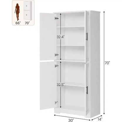 Dispensa da Cucina Alta 178 cm con 4 Ante e Ripiani Regolabili, Organizzatore Moderno