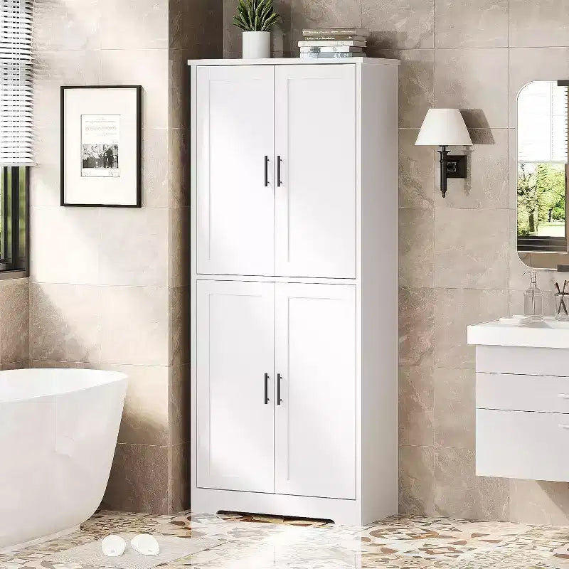 Dispensa da Cucina Alta 178 cm con 4 Ante e Ripiani Regolabili, Organizzatore Moderno