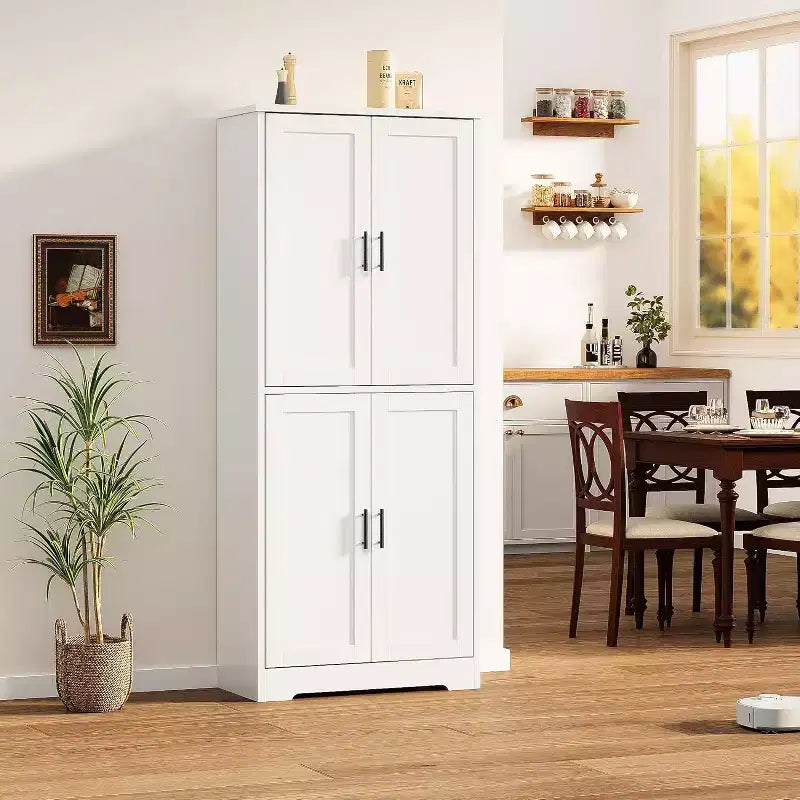 Dispensa da Cucina Alta 178 cm con 4 Ante e Ripiani Regolabili, Organizzatore Moderno