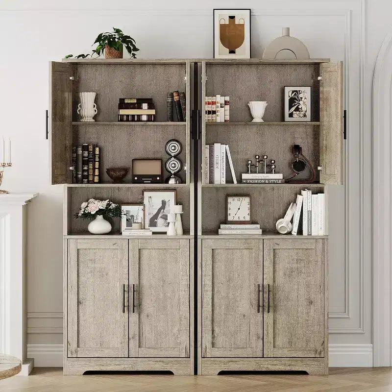 Dispensa da Cucina Alta 178 cm con 4 Ante e Ripiani Regolabili, Organizzatore Moderno