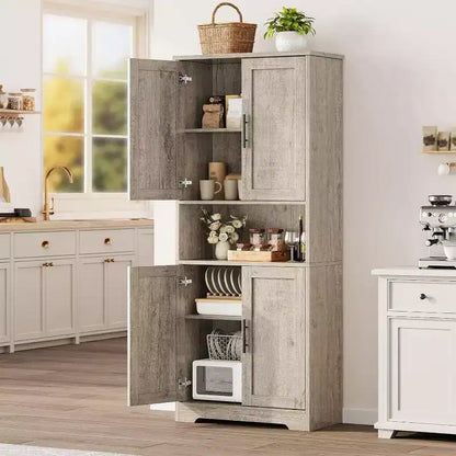 Dispensa da Cucina Alta 178 cm con 4 Ante e Ripiani Regolabili, Organizzatore Moderno