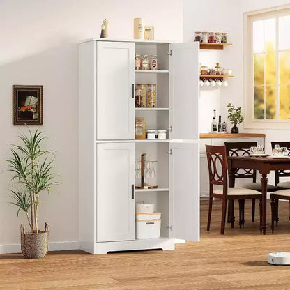 Dispensa da Cucina Alta 178 cm con 4 Ante e Ripiani Regolabili, Organizzatore Moderno