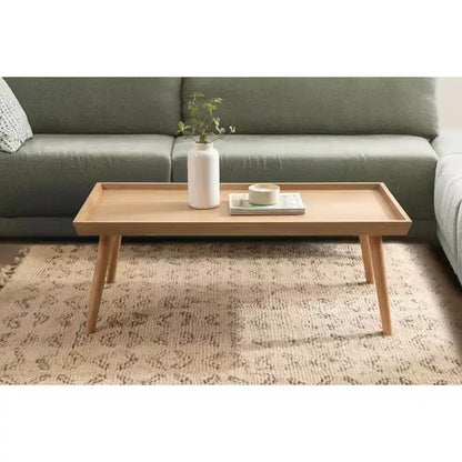 Tavolino da caffè rettangolare in legno, 117x56x43 cm, finitura naturale