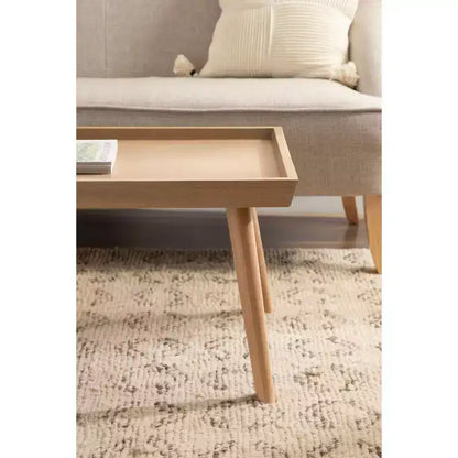Tavolino da caffè rettangolare in legno, 117x56x43 cm, finitura naturale