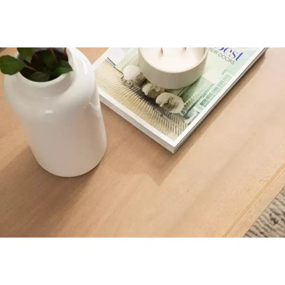 Tavolino da caffè rettangolare in legno, 117x56x43 cm, finitura naturale