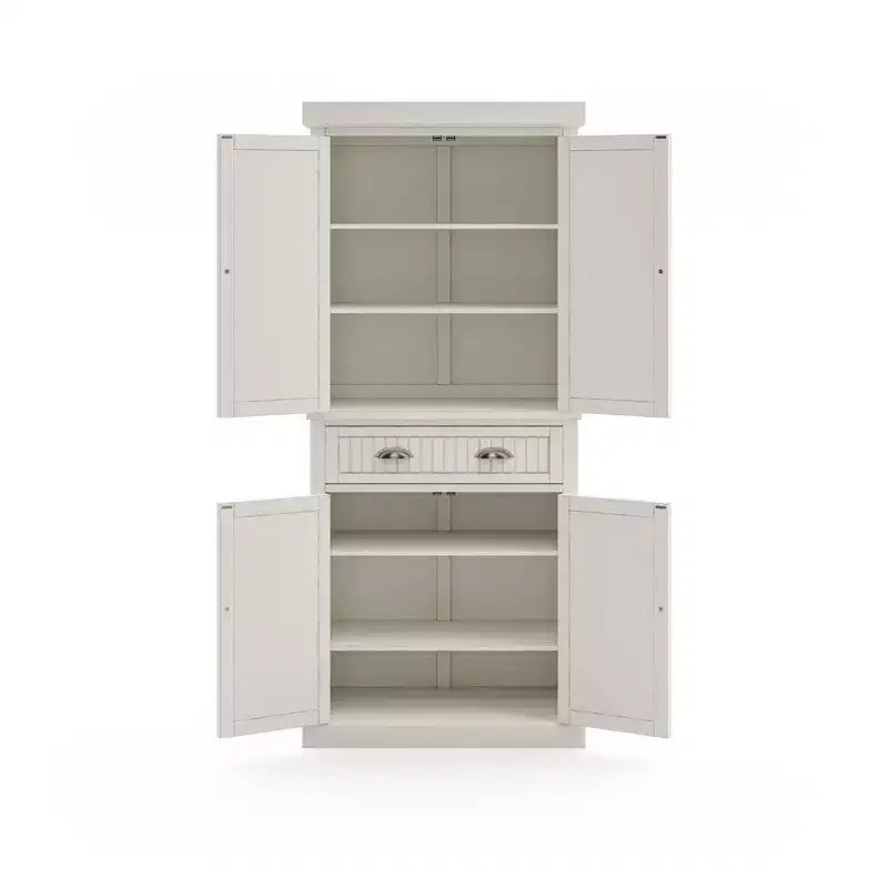 Mobile dispensa nautico da cucina costiera, bianco sporco, struttura in legno massello, ripiani regolabili, H 183 cm