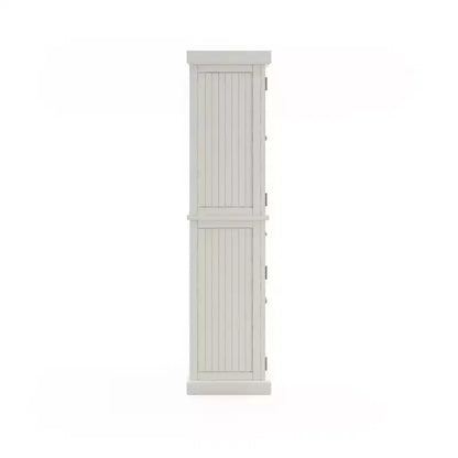 Mobile dispensa nautico da cucina costiera, bianco sporco, struttura in legno massello, ripiani regolabili, H 183 cm