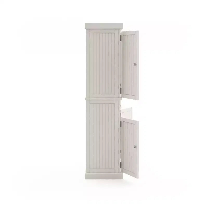 Mobile dispensa nautico da cucina costiera, bianco sporco, struttura in legno massello, ripiani regolabili, H 183 cm