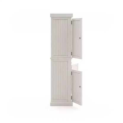 Mobile dispensa nautico da cucina costiera, bianco sporco, struttura in legno massello, ripiani regolabili, H 183 cm