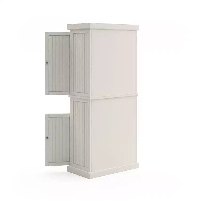 Mobile dispensa nautico da cucina costiera, bianco sporco, struttura in legno massello, ripiani regolabili, H 183 cm
