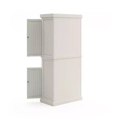 Mobile dispensa nautico da cucina costiera, bianco sporco, struttura in legno massello, ripiani regolabili, H 183 cm
